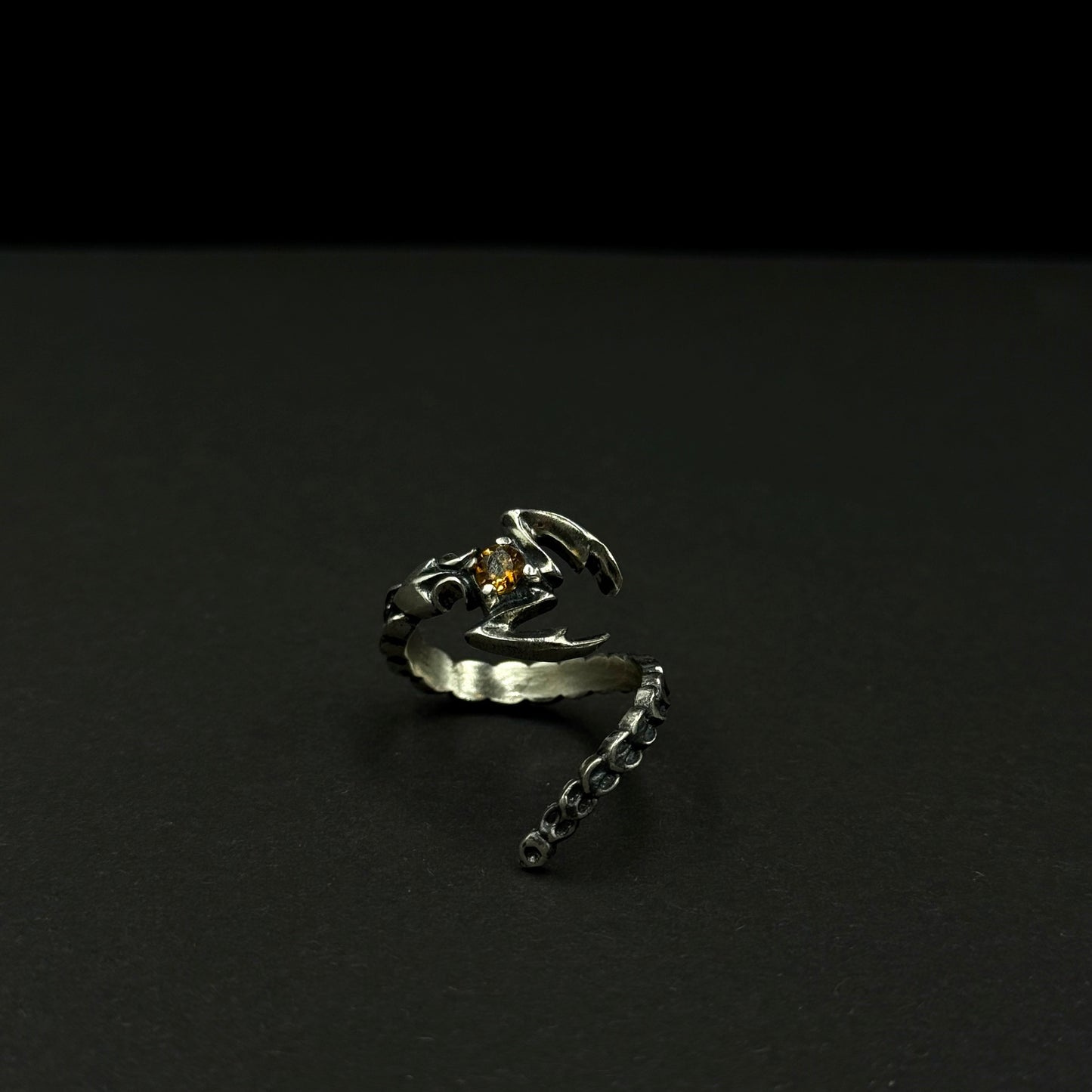 Adjustable handmade silver ring with cubic zirconia