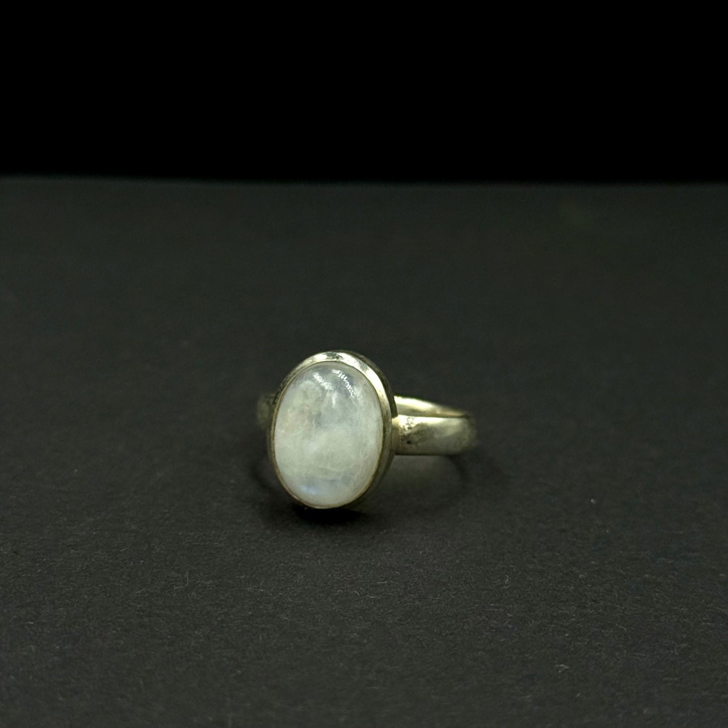 Handmade silver ring with natural moonstone