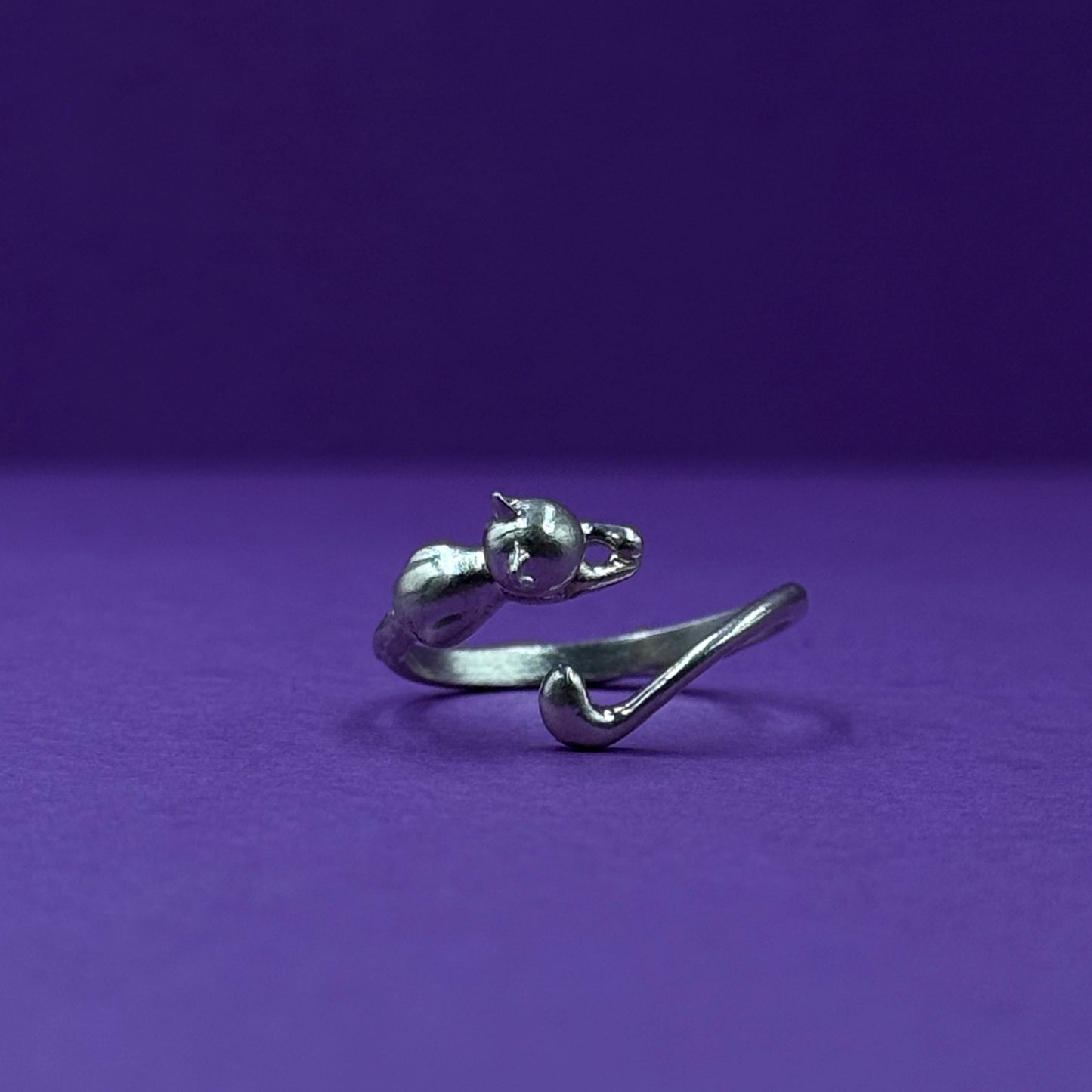 Sterling silver adjustable cat ring