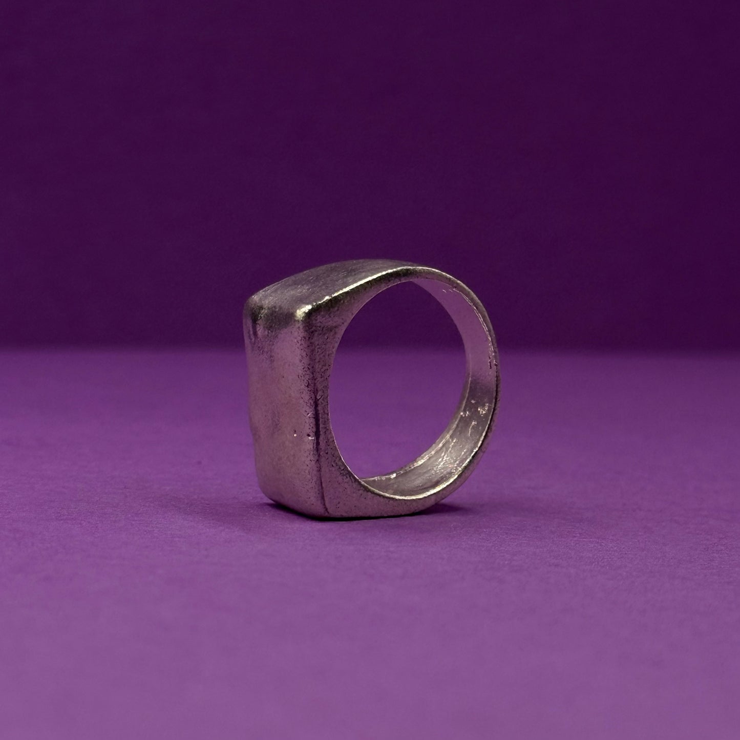 Raw handmade silver signet ring