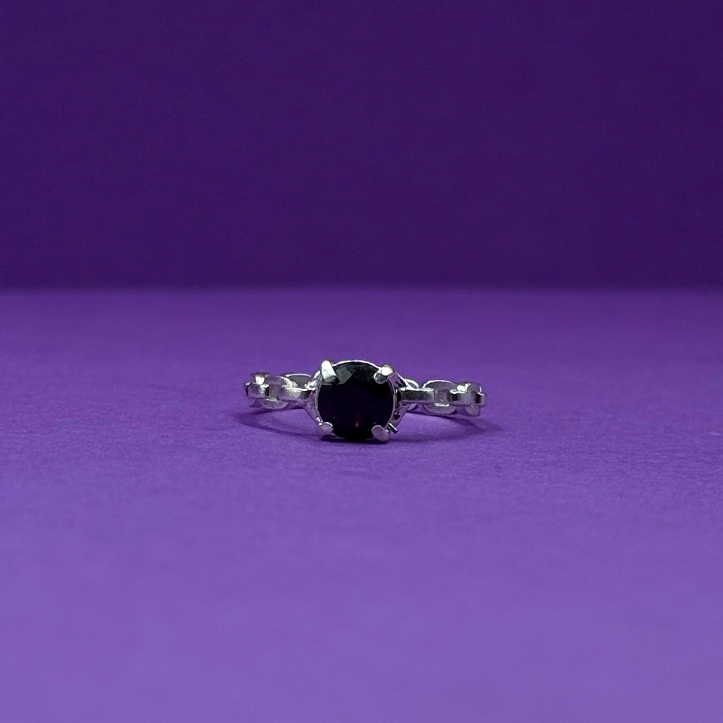 Handmade silver ring with natural garnet gemstone