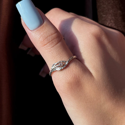 Handmade silver ring with a delicate leaf-inspired design