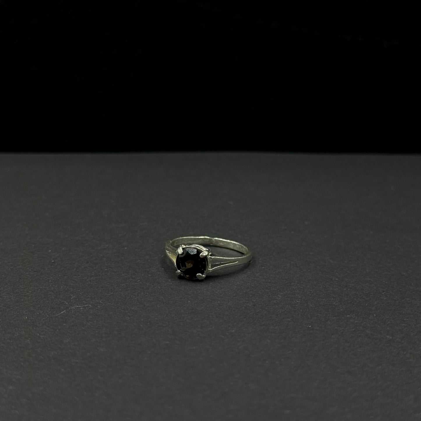 Sterling silver ring with a natural smoky quartz gemstone