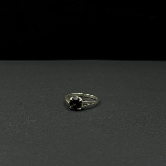 Sterling silver ring with a natural smoky quartz gemstone