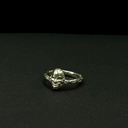 Handmade silver human mask ring