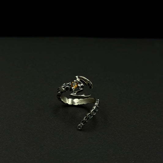 Adjustable handmade silver ring with cubic zirconia