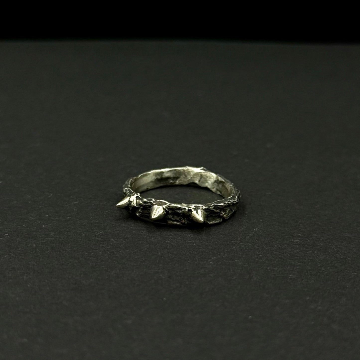 Sterling silver ring with a thorn-inspired design