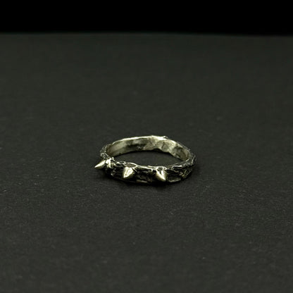 Sterling silver ring with a thorn-inspired design