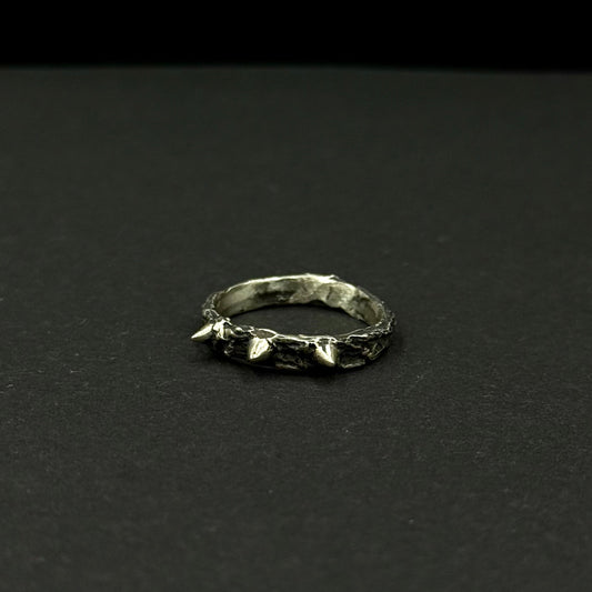 Sterling silver ring with a thorn-inspired design