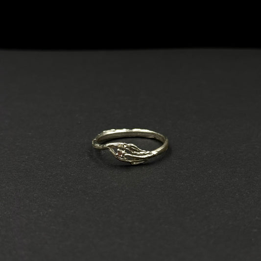 Handmade silver ring with a delicate leaf-inspired design