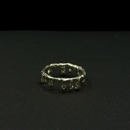 Handmade silver band with unique molten drip design