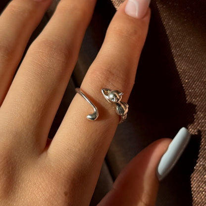 Sterling silver adjustable cat ring