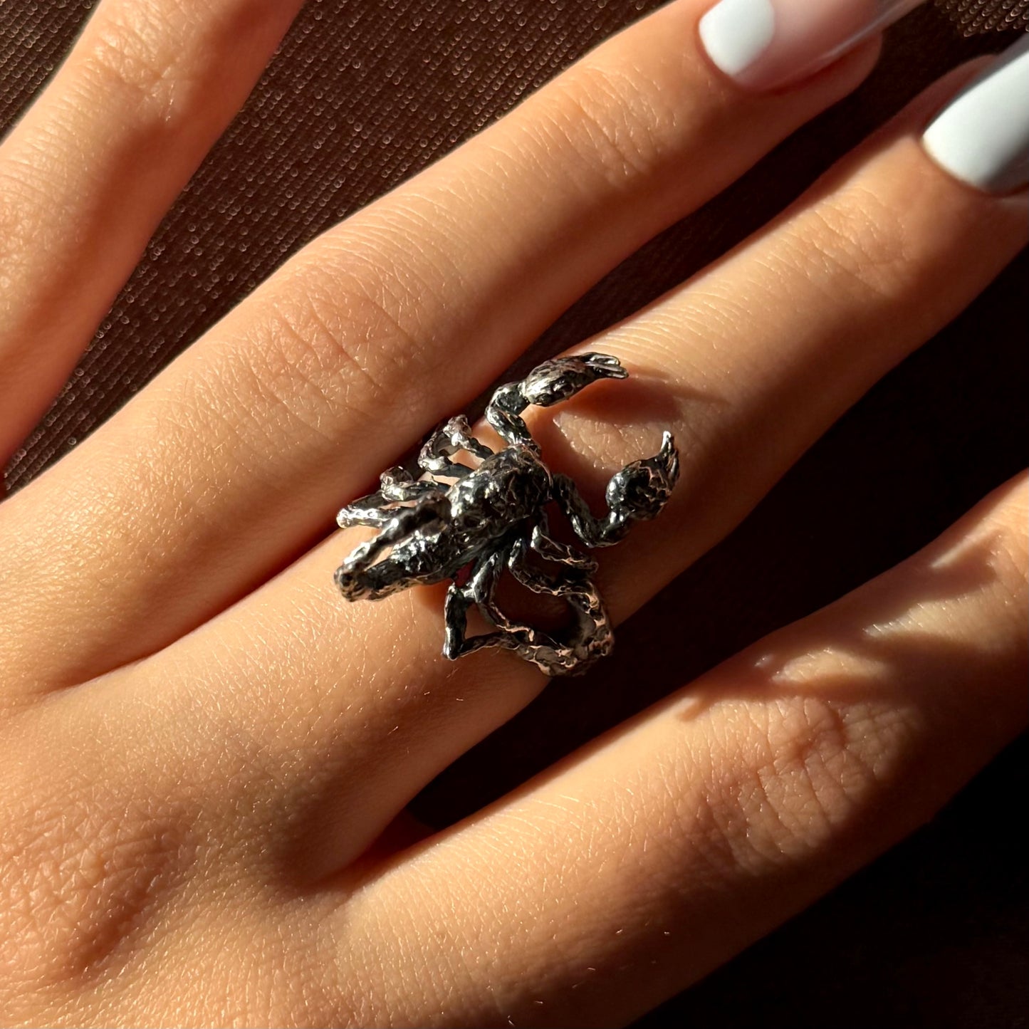 Handmade silver scorpion ring
