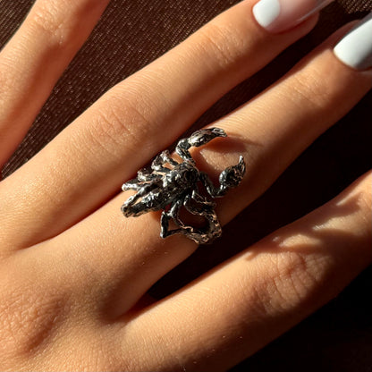 Handmade silver scorpion ring