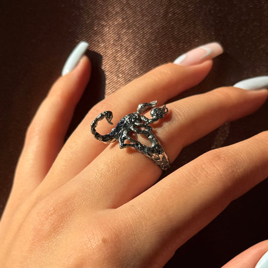 Handmade silver scorpion ring