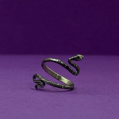 Adjustable silver snake ring