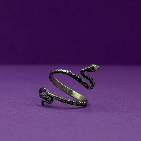 Adjustable silver snake ring