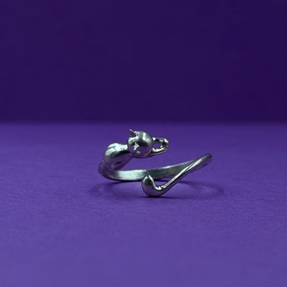 Sterling silver adjustable cat ring
