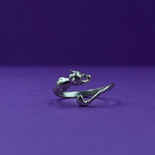 Sterling silver adjustable cat ring