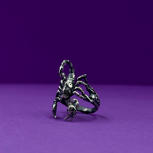 Handmade silver scorpion ring