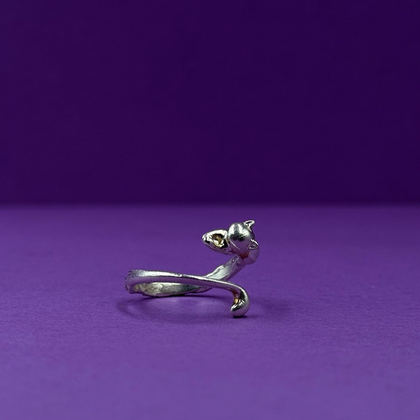 Sterling silver adjustable cat ring
