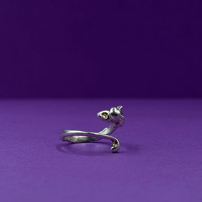 Sterling silver adjustable cat ring