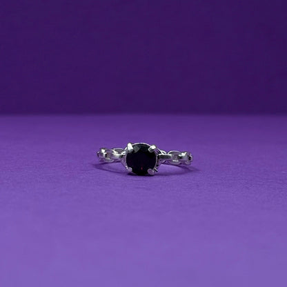 Handmade silver ring with natural garnet gemstone